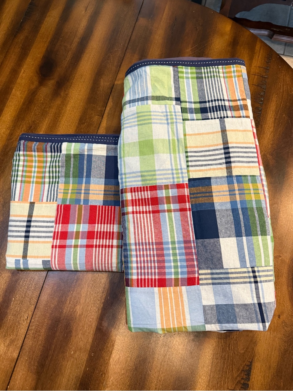Pottery Barn Kids Madras Patchwork Plaid Curtains Drapes 44 X 84 Set of 2